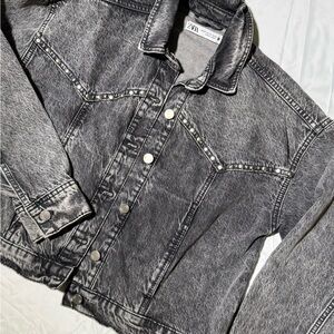 Zara Charcoal Washed Denim Jacket